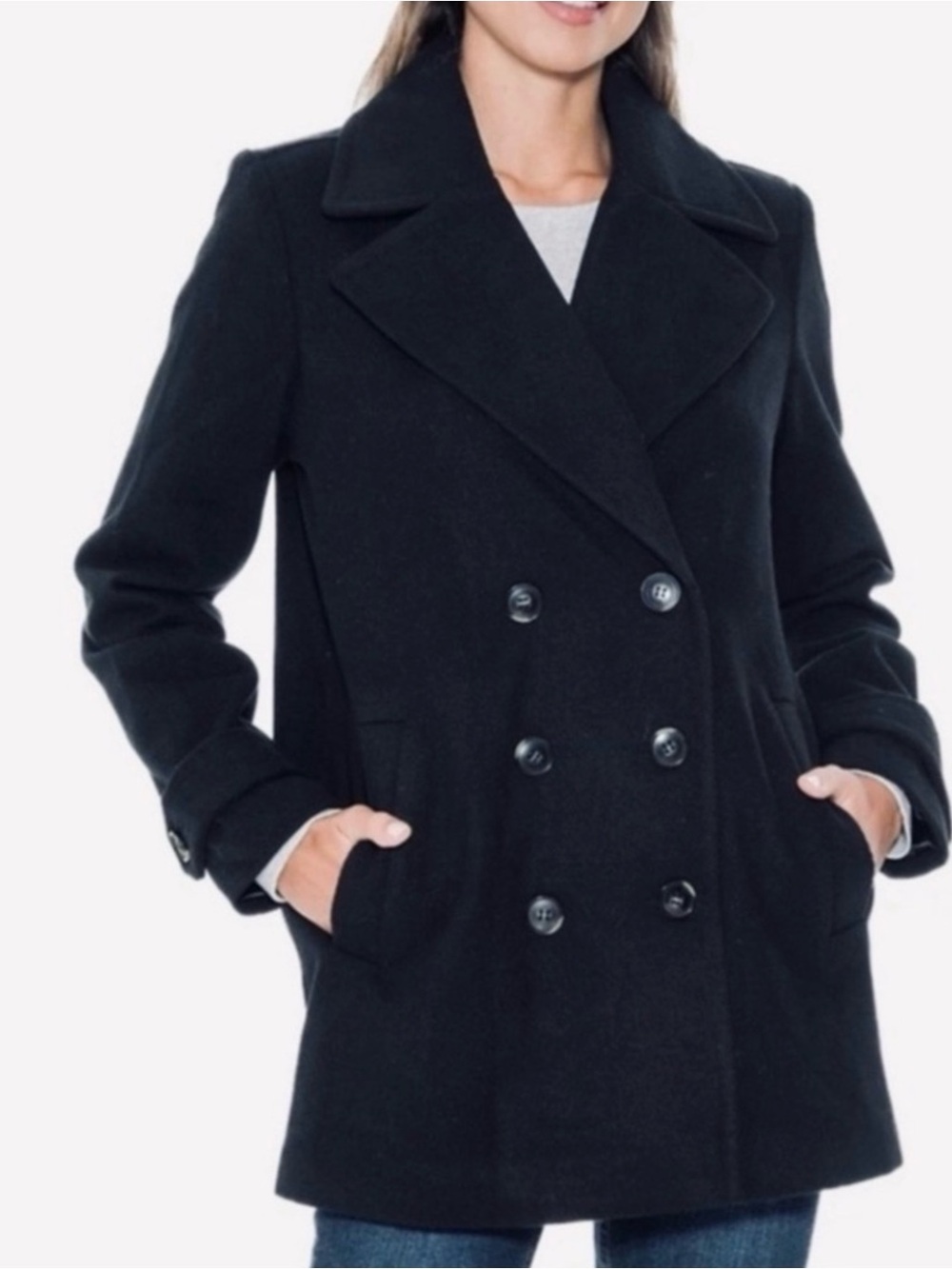 NEW Croft & Barrow Black Pea Coat Size XL (WITH FREE NEW SCARF!)
